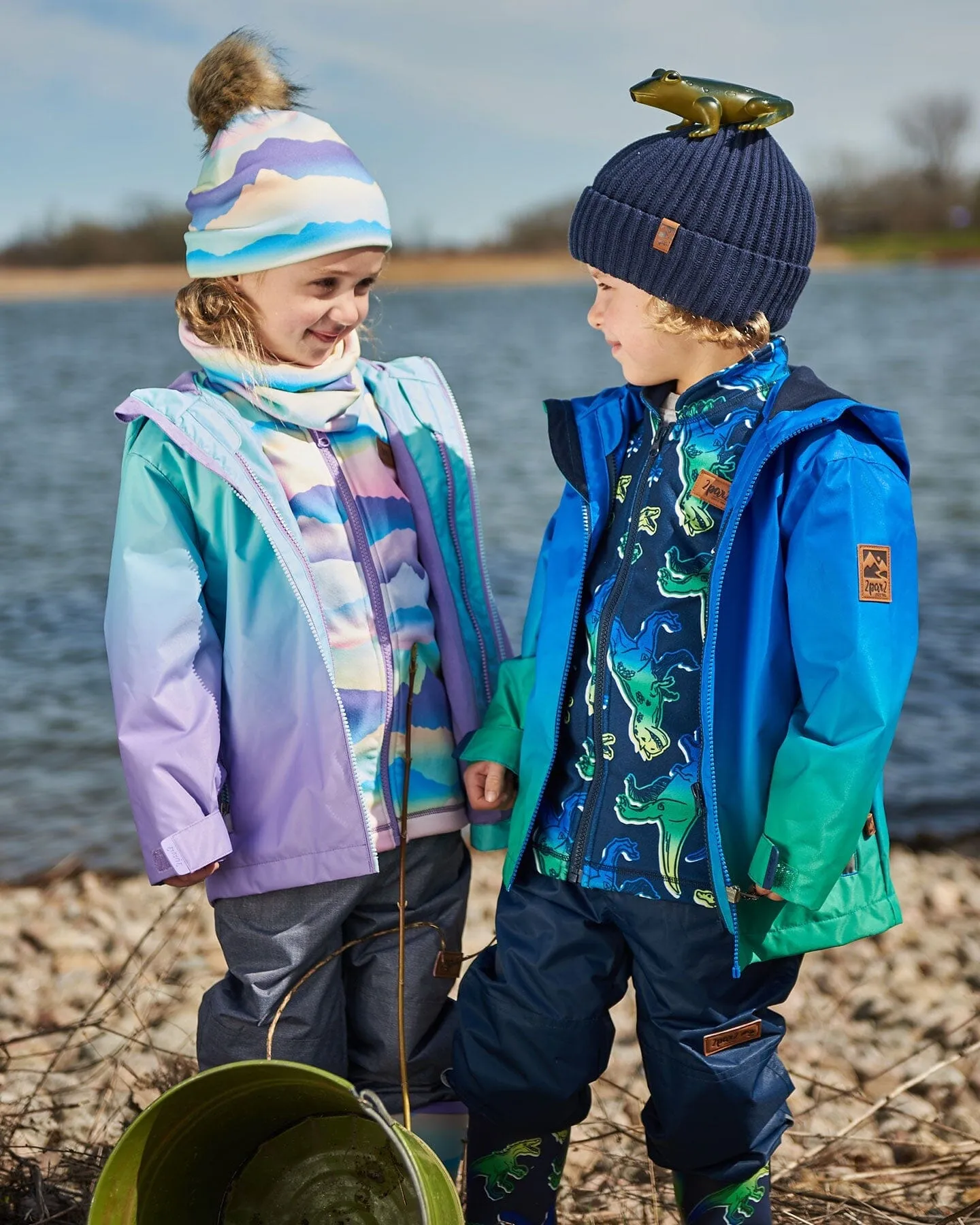 3-In-1 Mid-Season Outerwear Set Royal Blue And Green Gradient