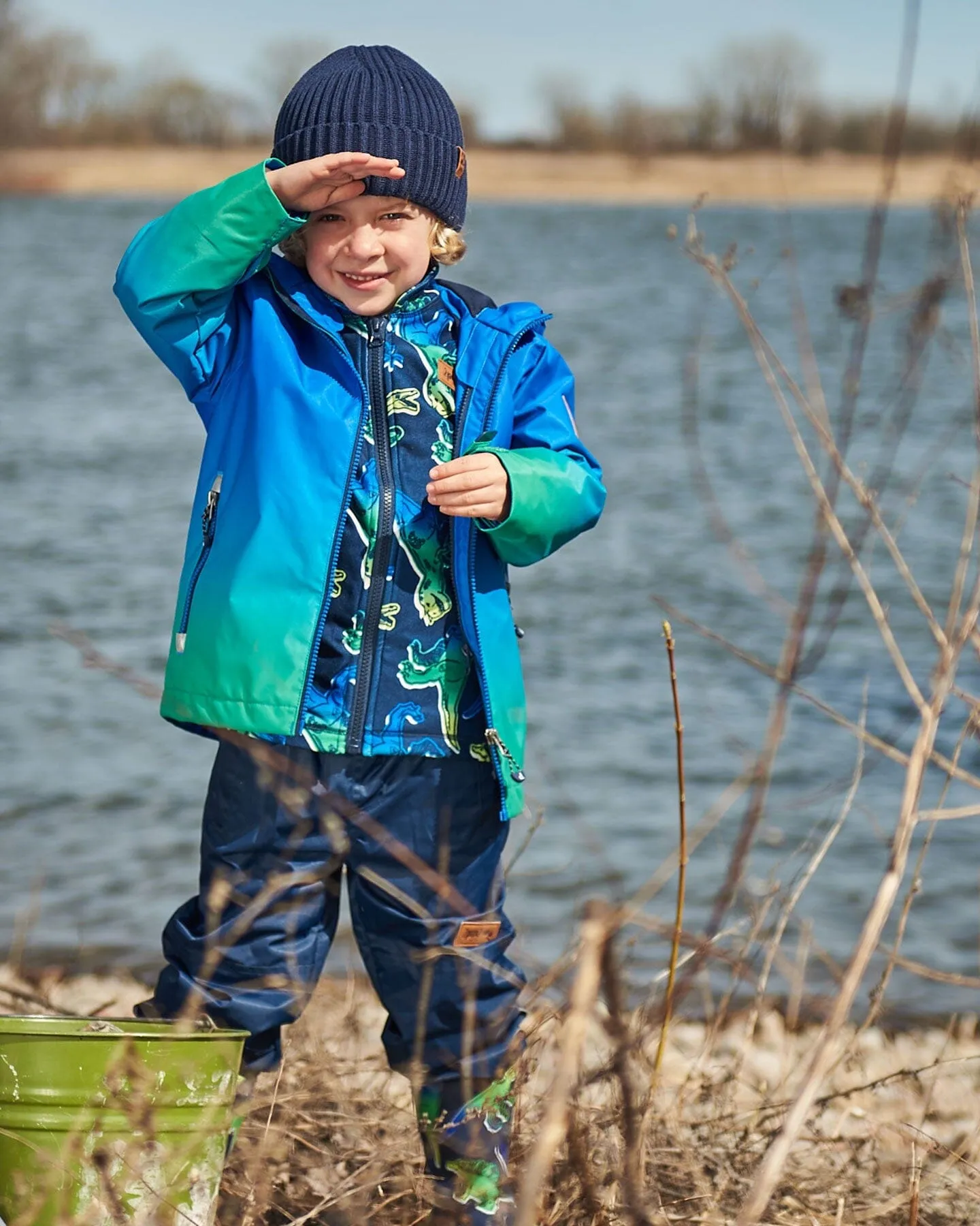 3-In-1 Mid-Season Outerwear Set Royal Blue And Green Gradient