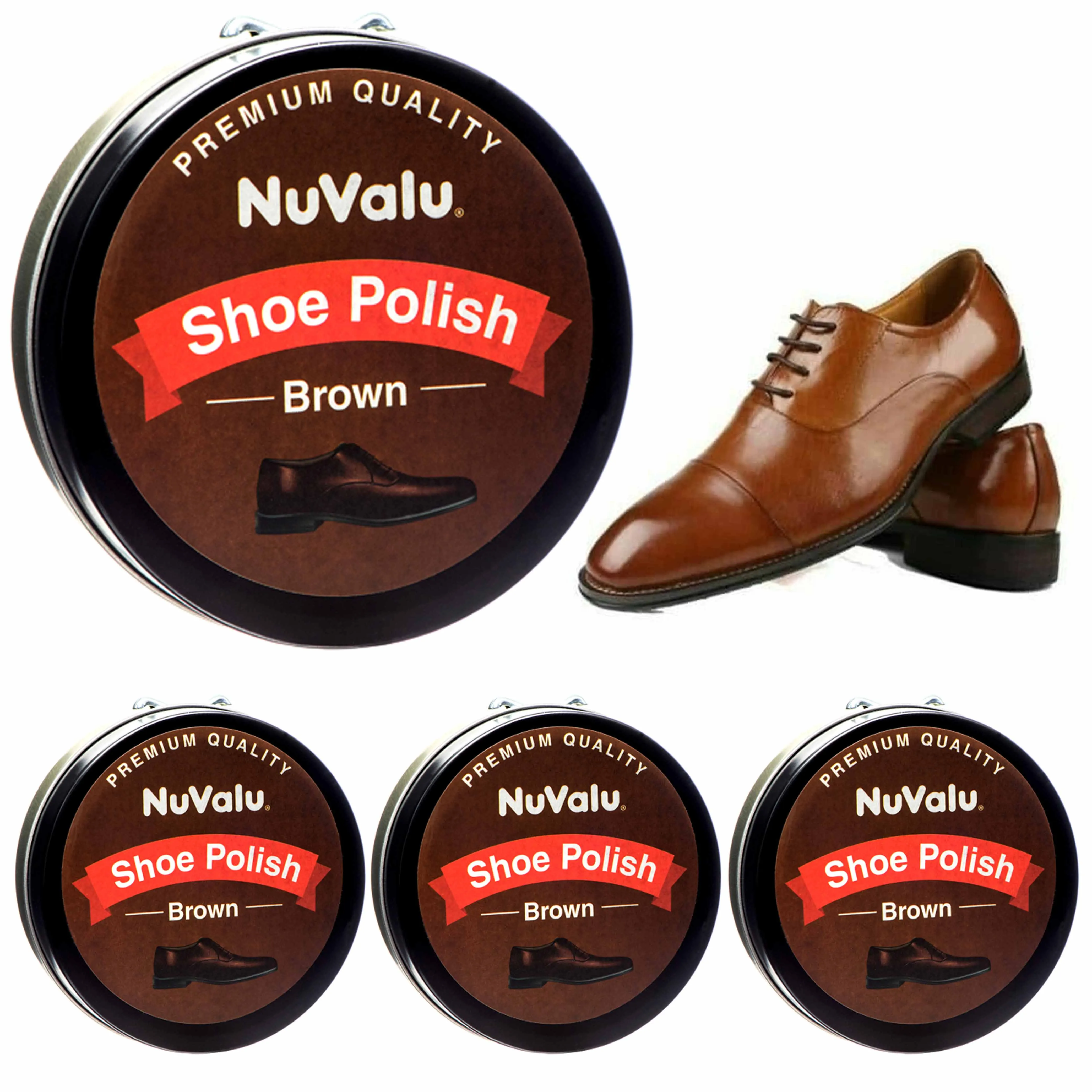 4 Packs Brown Shoe Polish Leather Stain Wax Paste Boots Purse Cream Care Shine