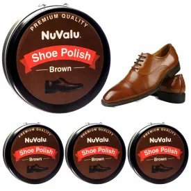 4 Packs Brown Shoe Polish Leather Stain Wax Paste Boots Purse Cream Care Shine