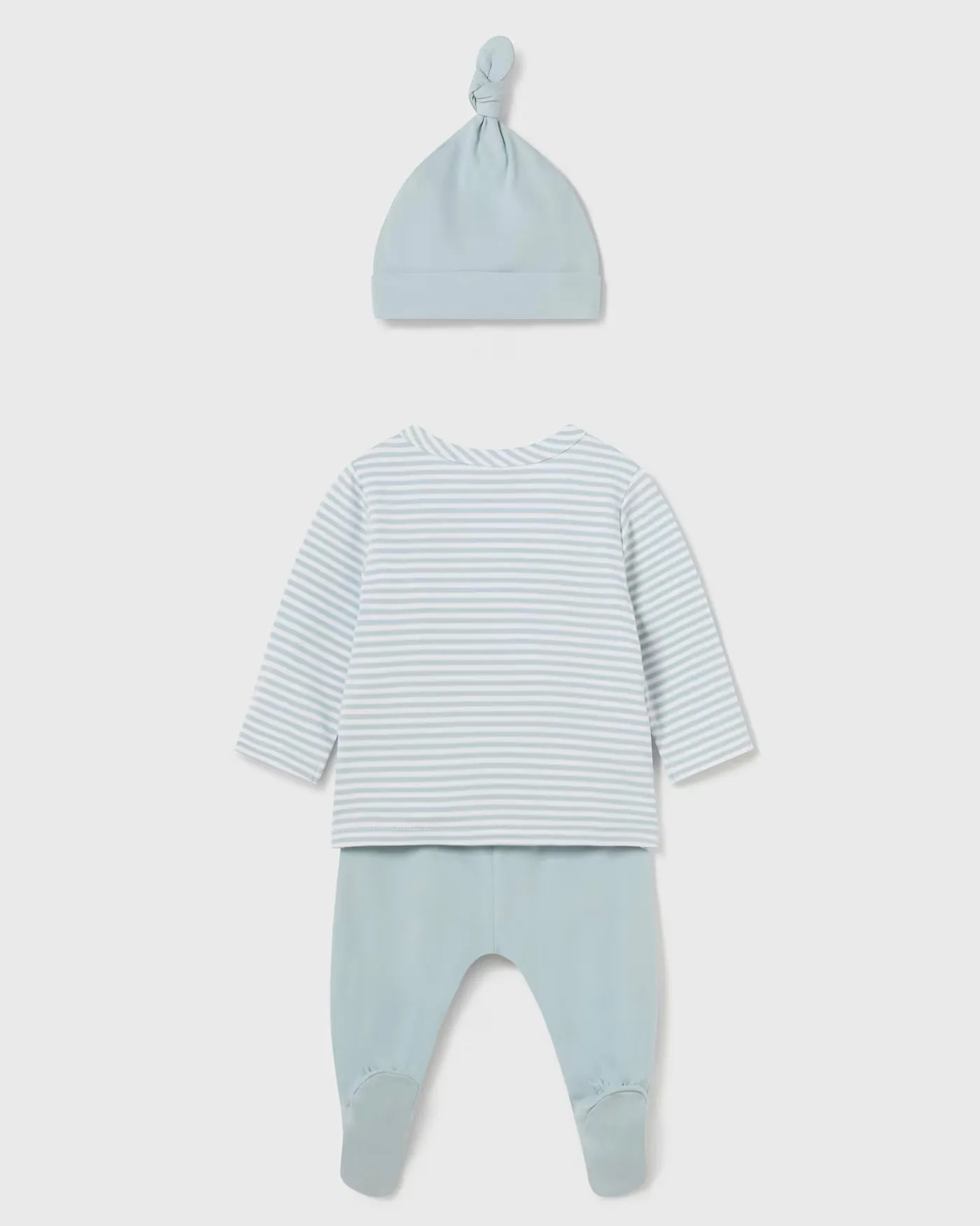 Aqua Blue Striped Kimono Set with Hat