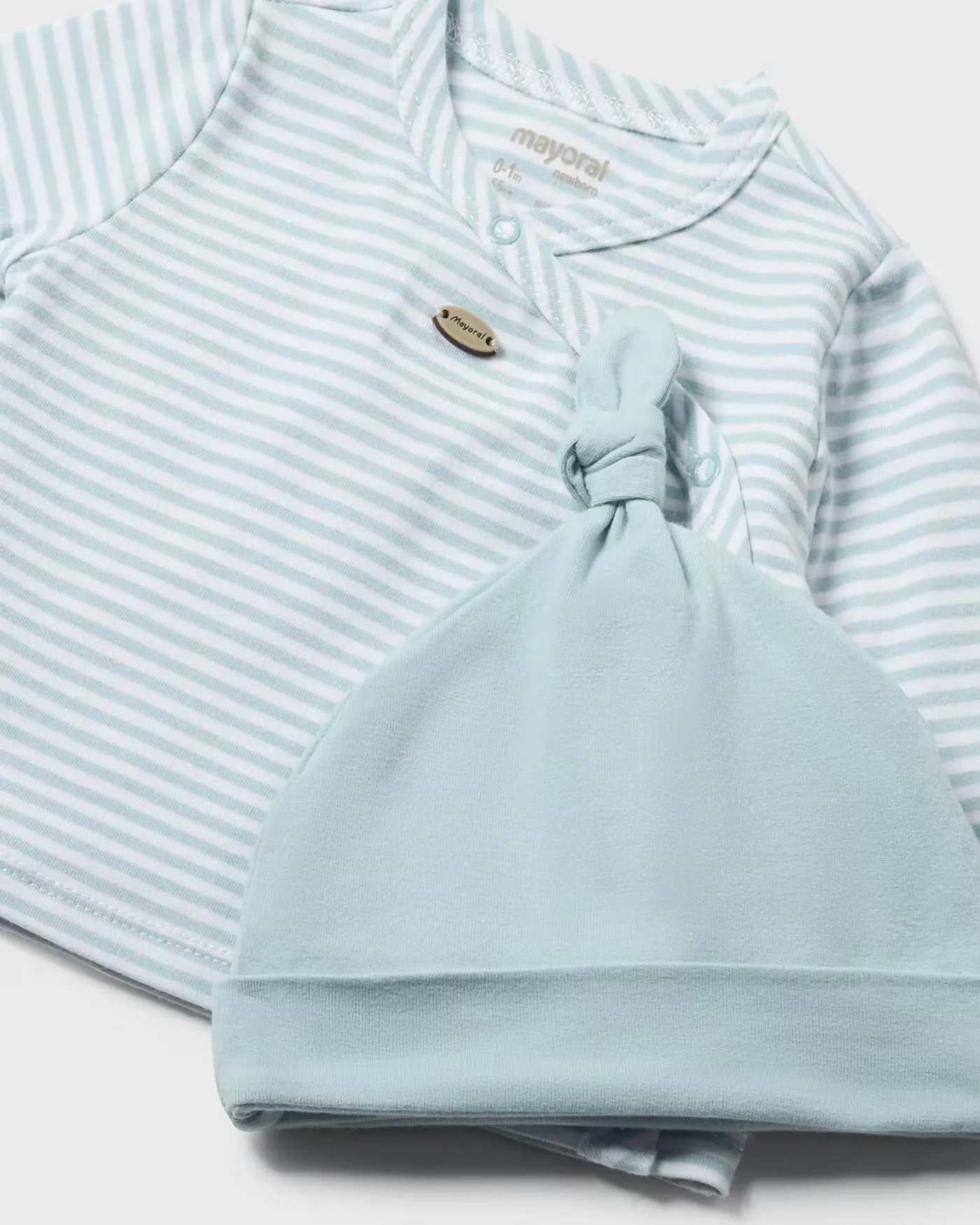 Aqua Blue Striped Kimono Set with Hat