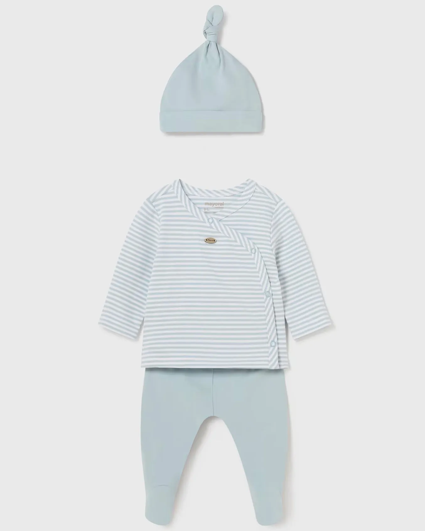 Aqua Blue Striped Kimono Set with Hat