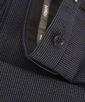 ARMANI COLLEZIONI - SILK & WOOL Seersucker Stripe Flat Front Dress Pants - 36W