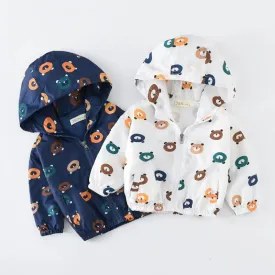 Autumn Allover Print Toddler Boy Hooded Jacket