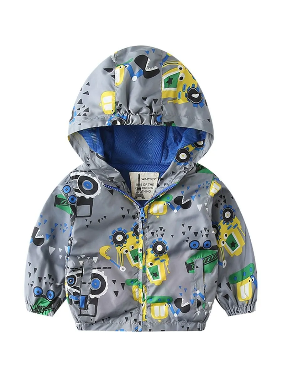 Autumn Allover Print Toddler Boy Hooded Jacket