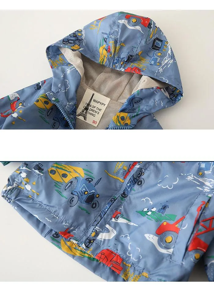 Autumn Allover Print Toddler Boy Hooded Jacket