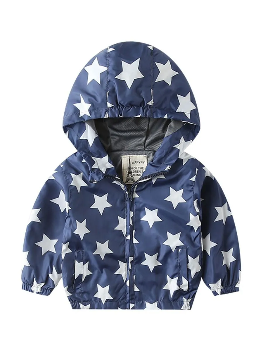Autumn Allover Print Toddler Boy Hooded Jacket