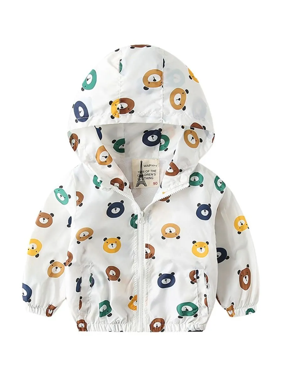 Autumn Allover Print Toddler Boy Hooded Jacket