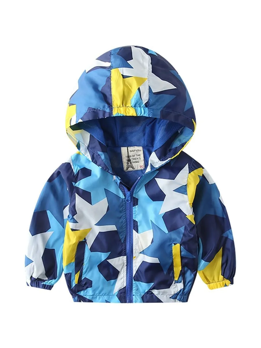 Autumn Allover Print Toddler Boy Hooded Jacket