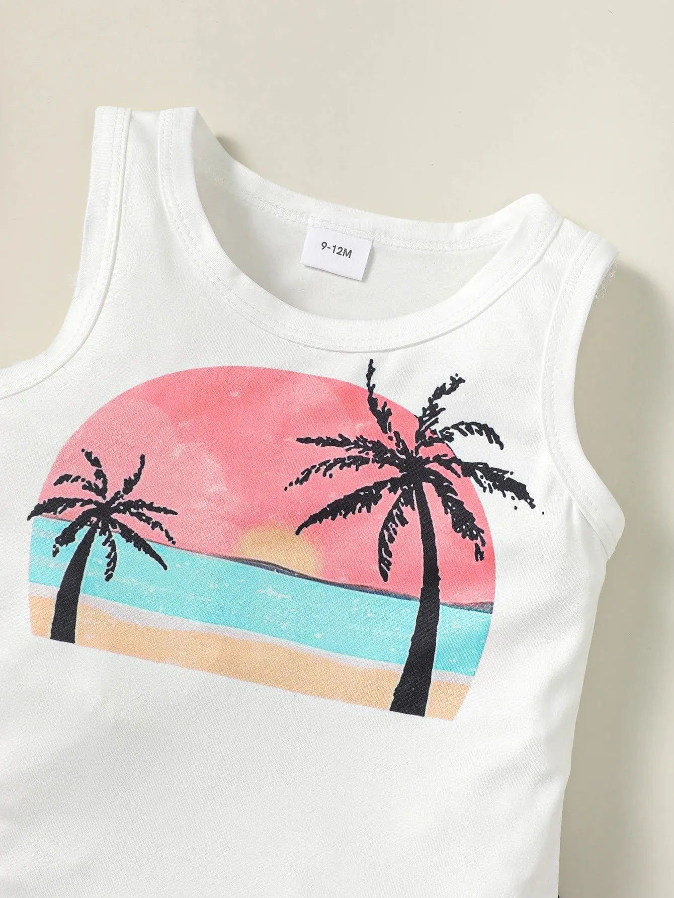 Baby Boys Coconut Tree Printed Vacation Style Clothing Set