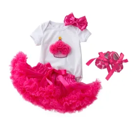 Baby Girls 4Pcs Birthday Outfit Sets/Ruffle Skirts Romper