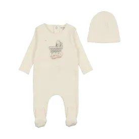 BEE & DEE 2PC CARRIAGE PRINT FOOTIE   BONNET SET