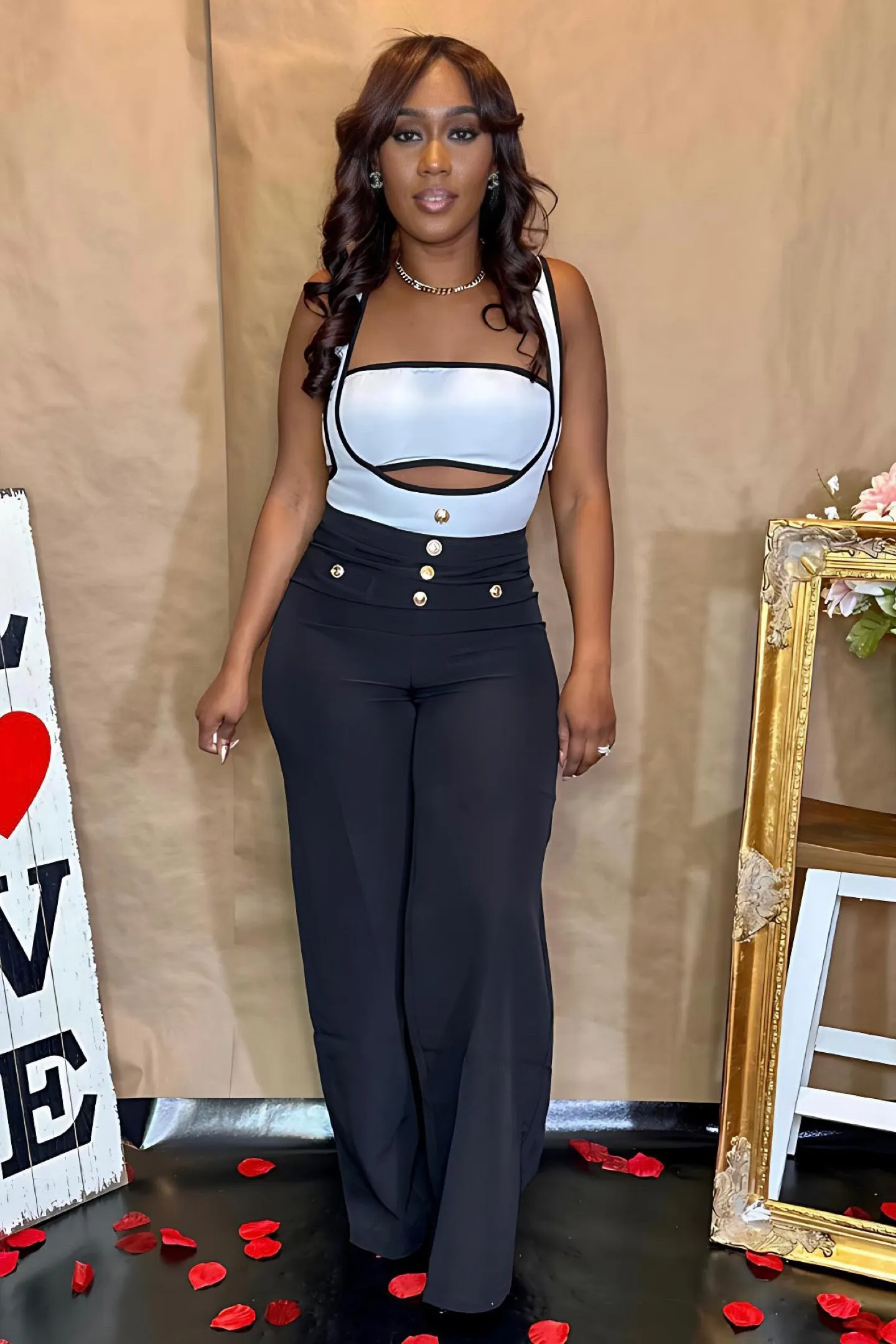 BLACK & WHITE JUMPSUIT SET