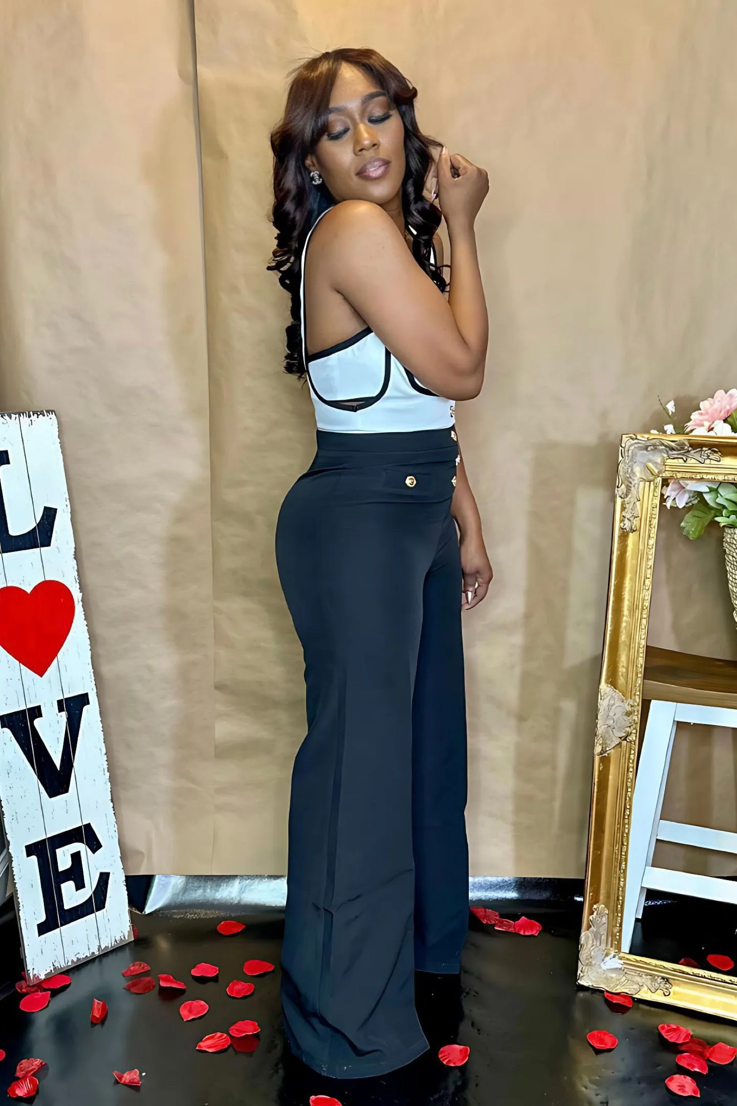 BLACK & WHITE JUMPSUIT SET