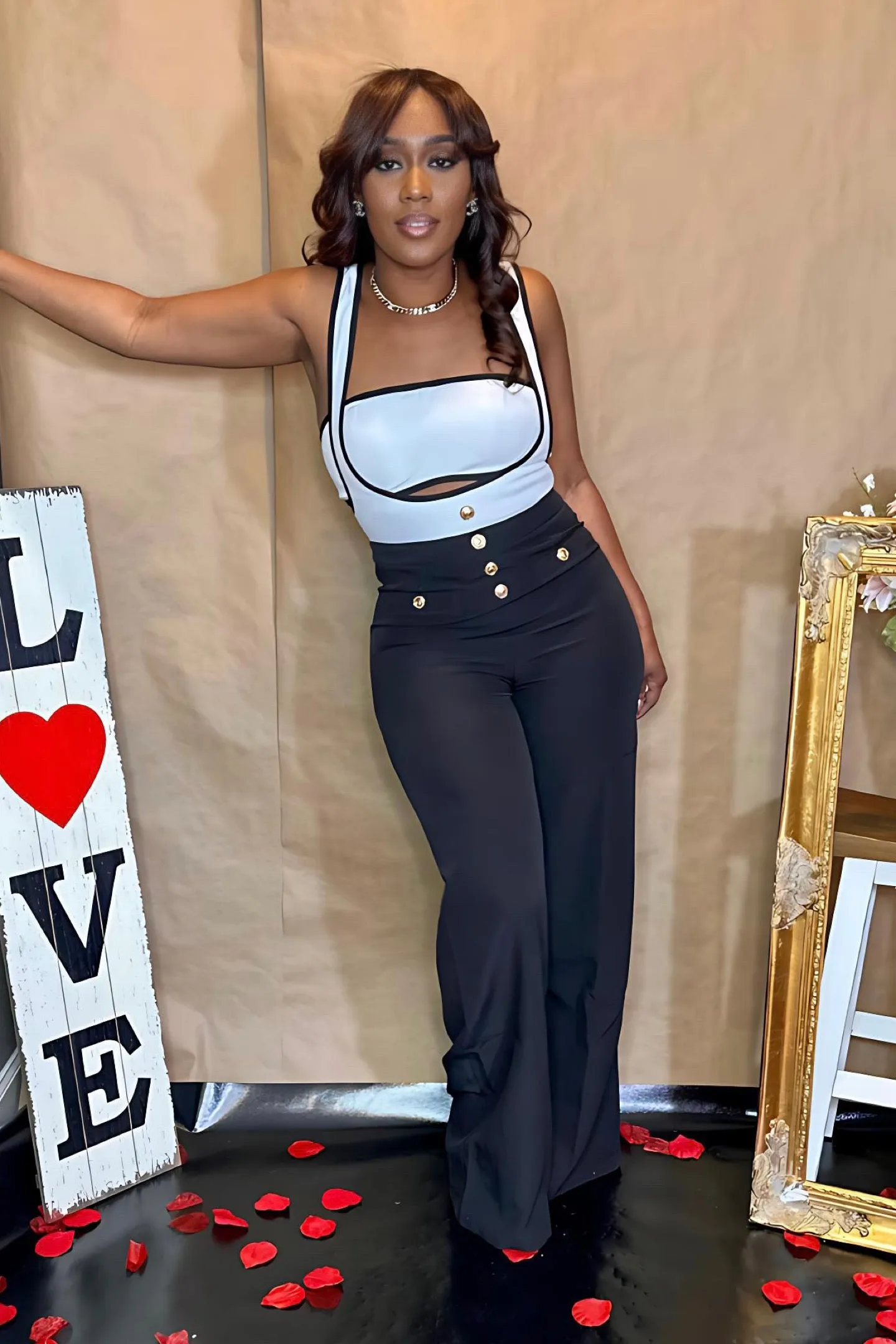 BLACK & WHITE JUMPSUIT SET