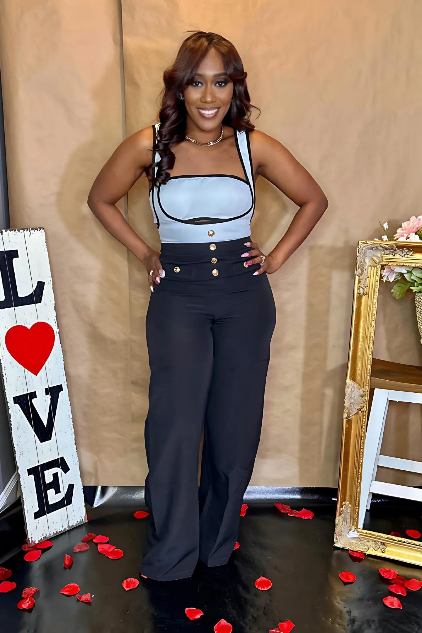 BLACK & WHITE JUMPSUIT SET