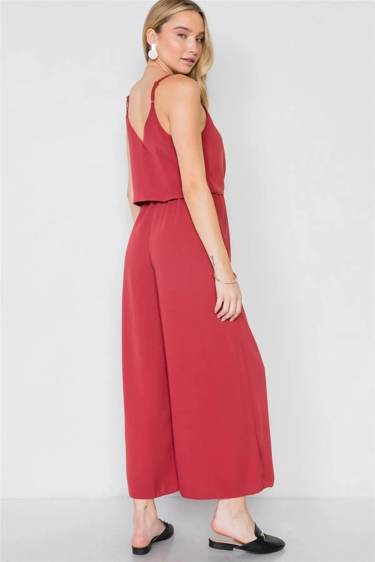 Brick Cami Front Tie Wide Leg Solid Jumpsuit /3-1-1
