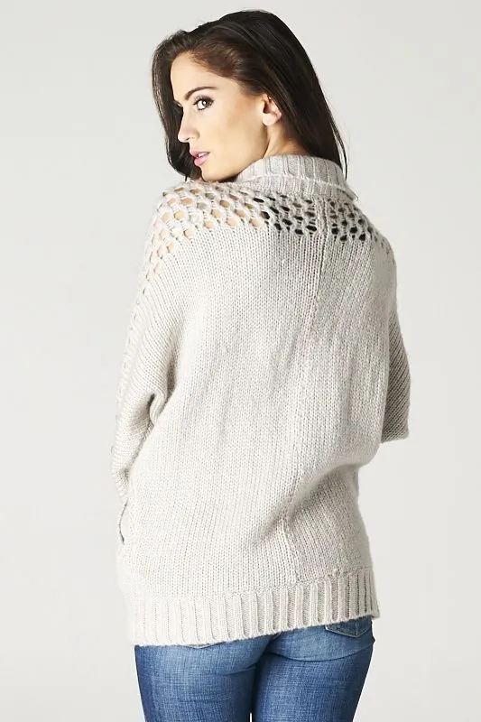 Cozy Double Breasted Long Sleeve Open Knit Sweater
