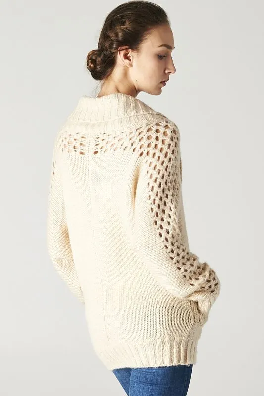 Cozy Double Breasted Long Sleeve Open Knit Sweater