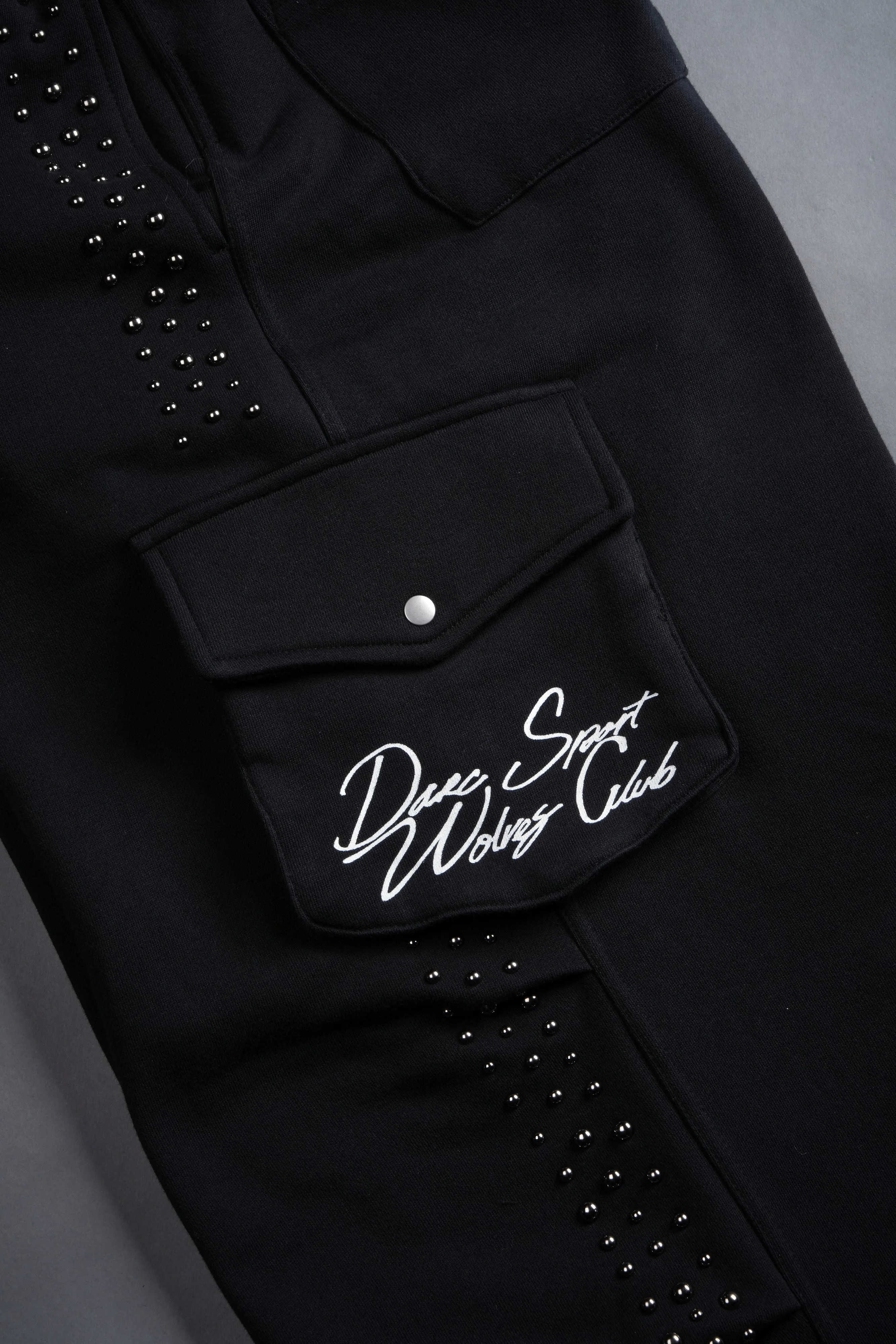 Darc Stud Mia Cargo Sweat Pants in Black