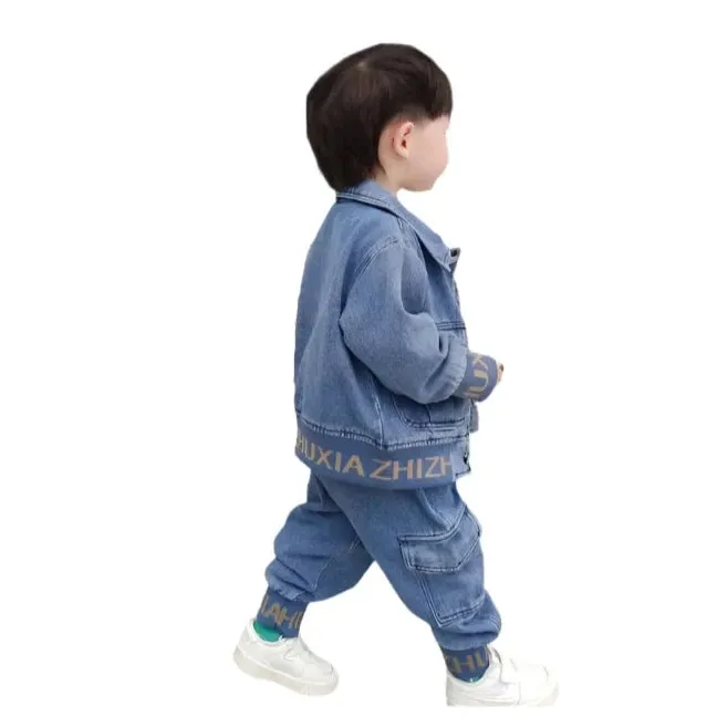 Denim Cargo Pocket Pant Set