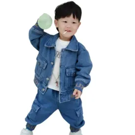 Denim Cargo Pocket Pant Set
