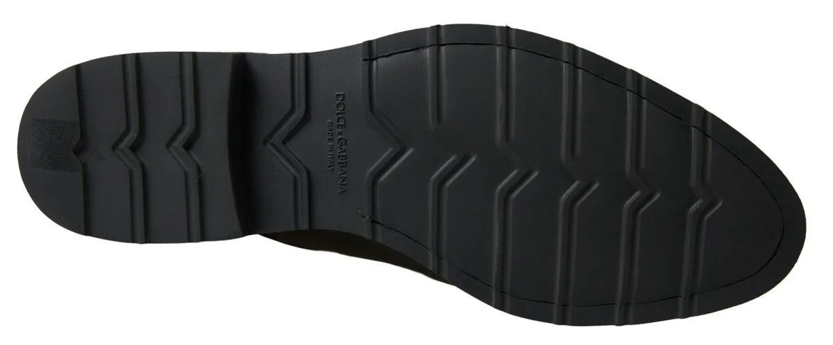 Dolce & Gabbana Black White Leather Formal Shoes