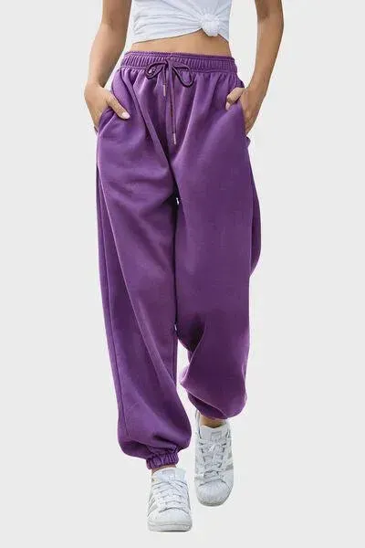 Elastic Waist Joggers with Pockets