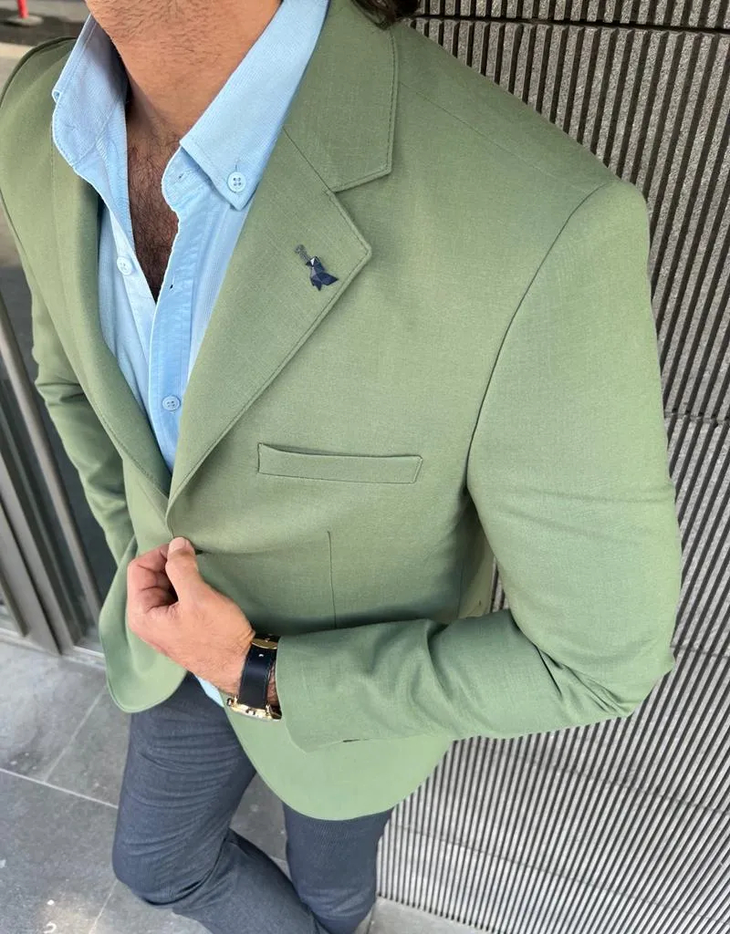Erik Khaki Slim Fit Blazer