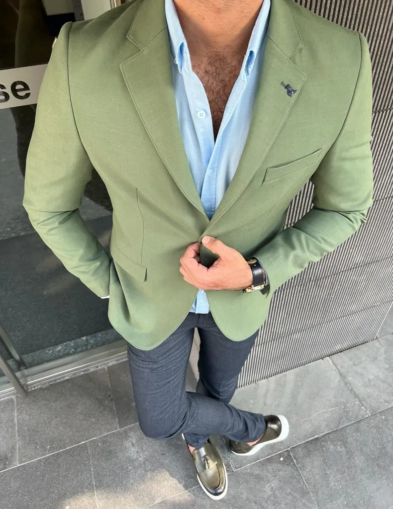 Erik Khaki Slim Fit Blazer