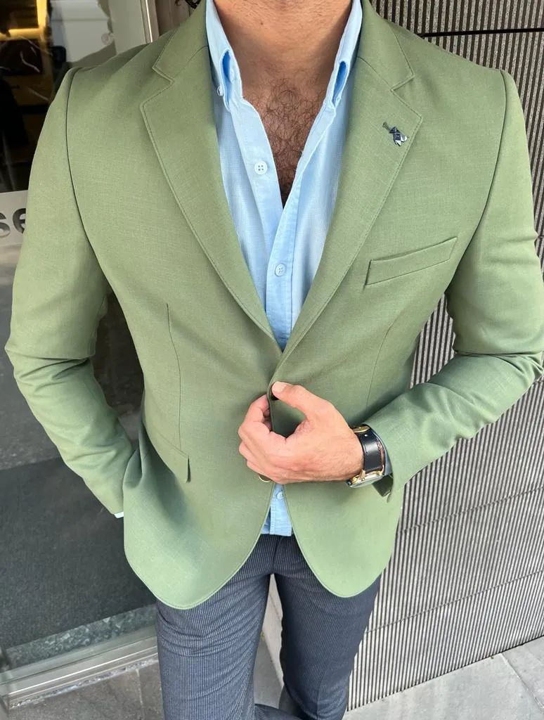 Erik Khaki Slim Fit Blazer
