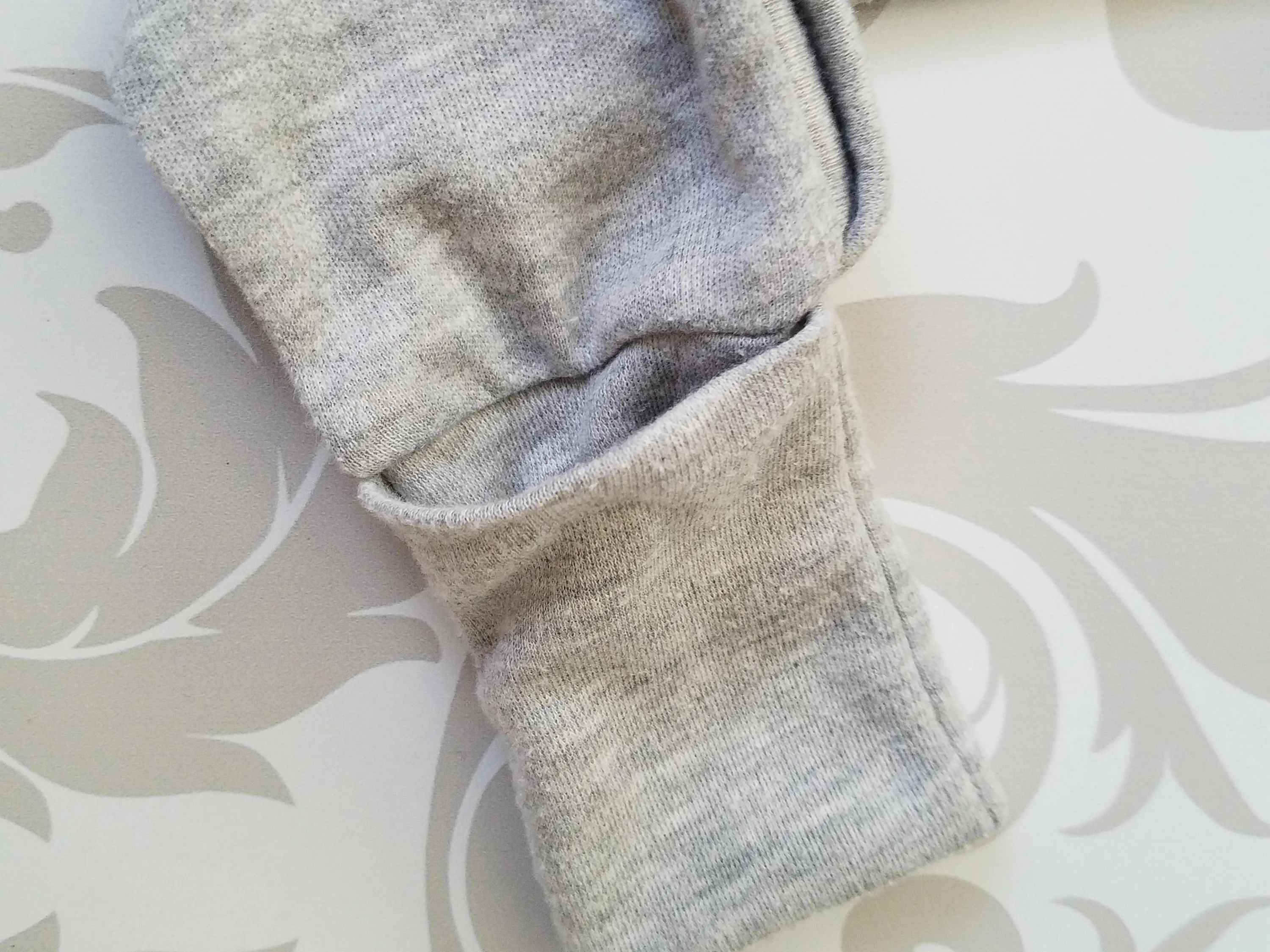 Footed Girl Sleeper in Heather Grey with Bright Pink Monogram