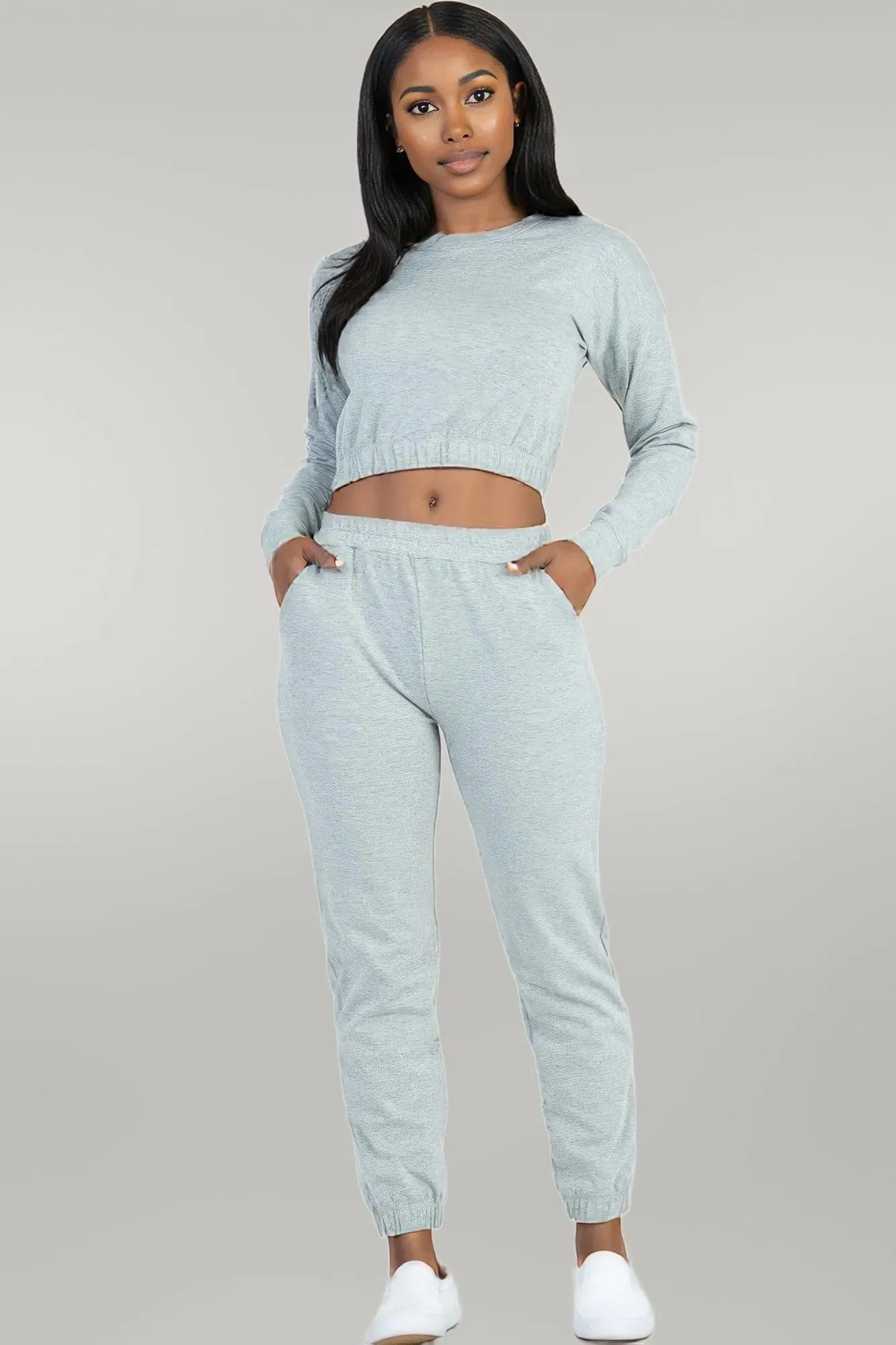French Terry Elastic Waist Pullover & Joggers Set