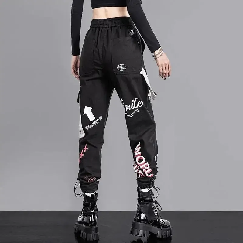 Graffiti Multi Pockets Loose Cargo Pants