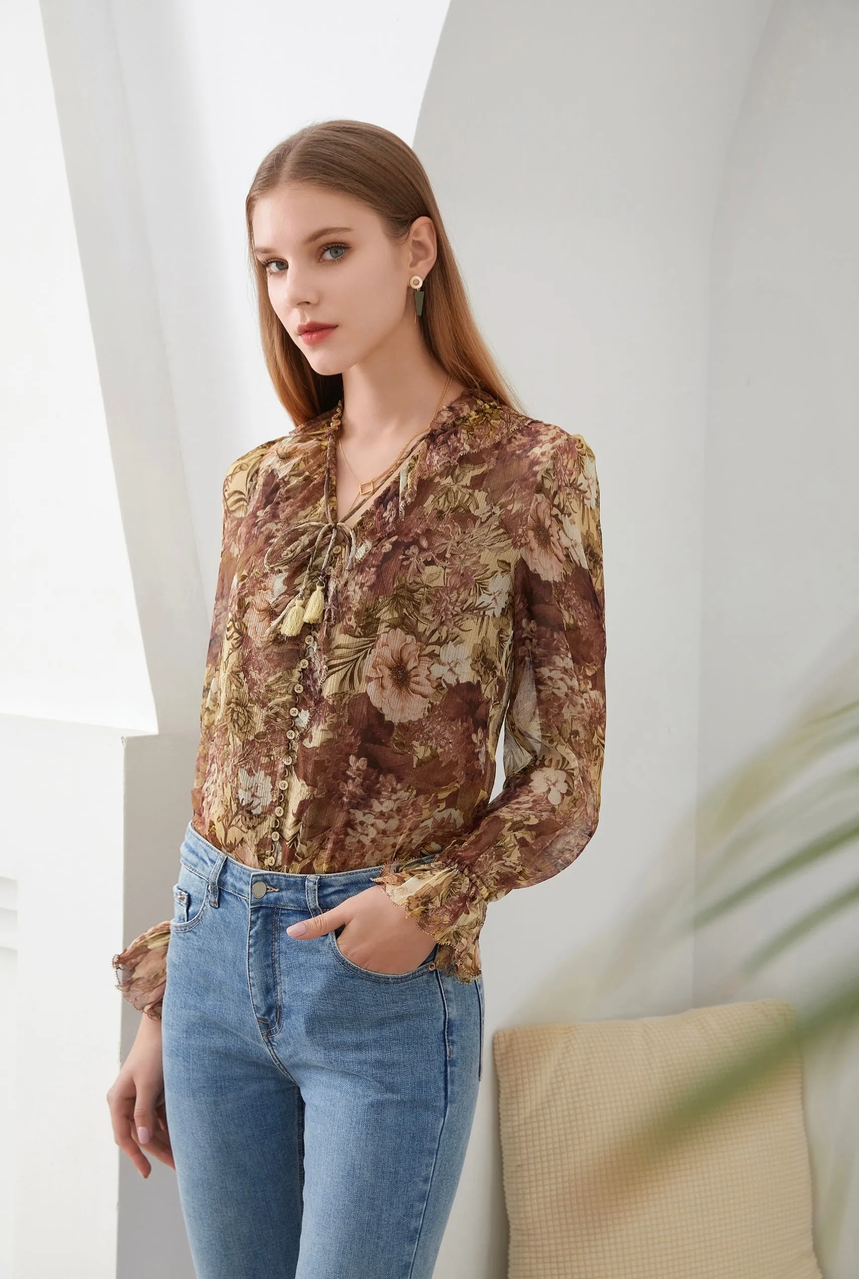 Hailey silk blouse - yellow haze
