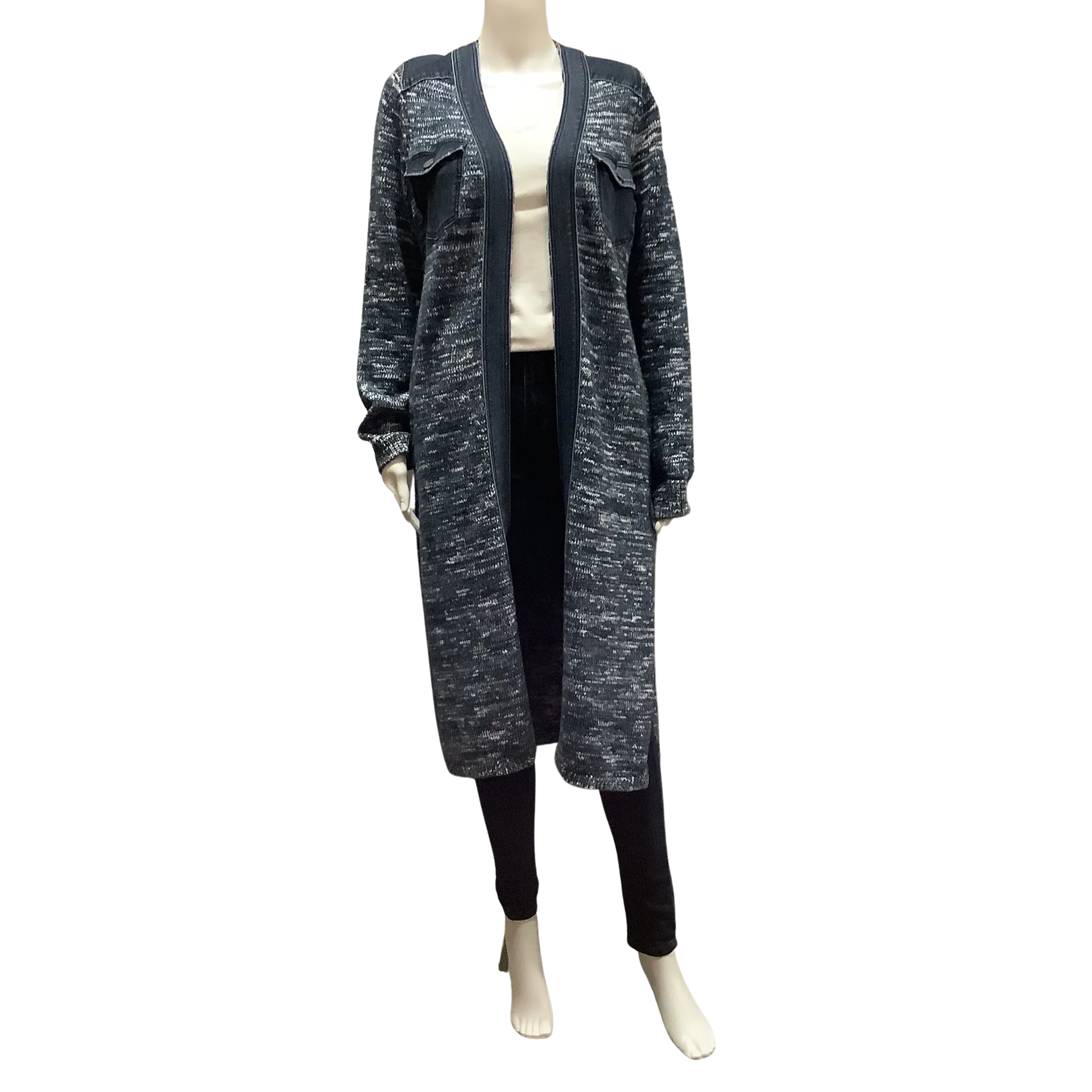 Liverpool Women's Long Sweater Cardigan Blue Denim Trim Size: S
