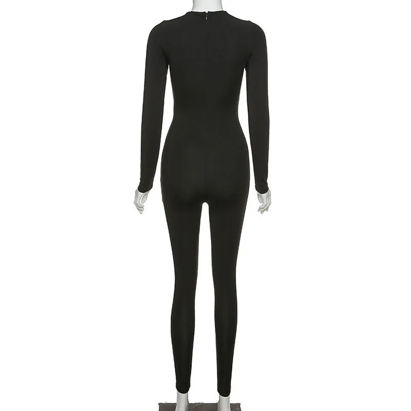 Long Sleeve Zipper Back Jumpsuit