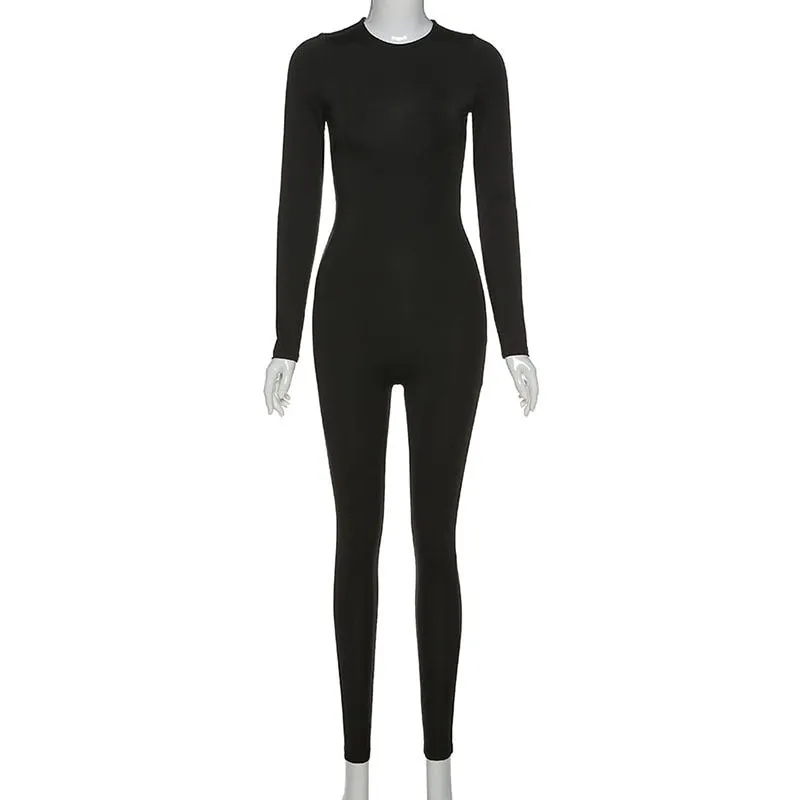 Long Sleeve Zipper Back Jumpsuit