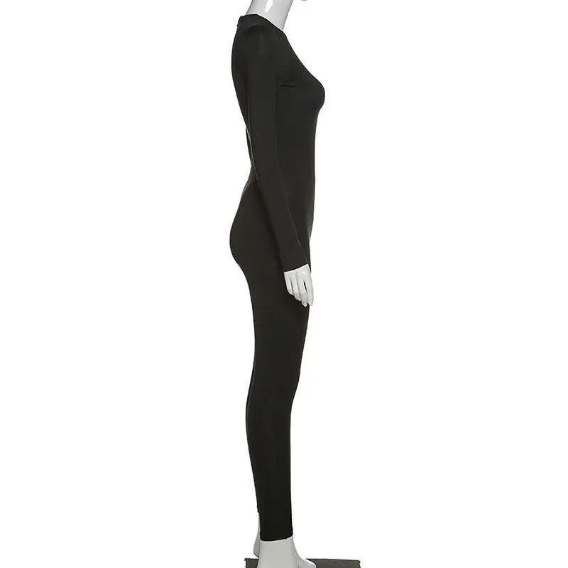 Long Sleeve Zipper Back Jumpsuit