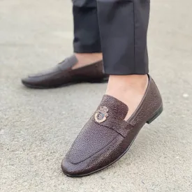 LS Pure Leather Brown Crown Formal Shoes S-0402