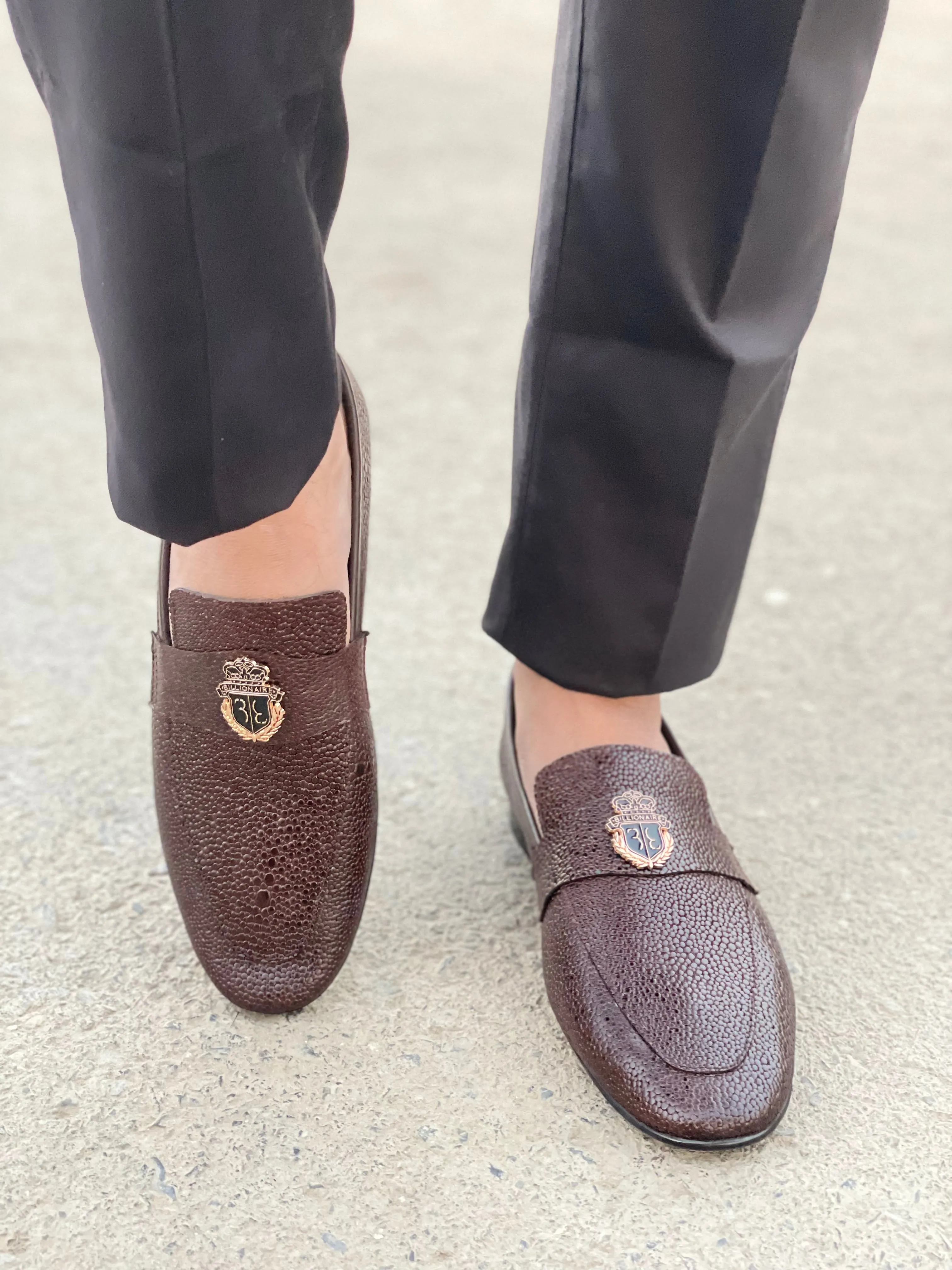 LS Pure Leather Brown Crown Formal Shoes S-0402