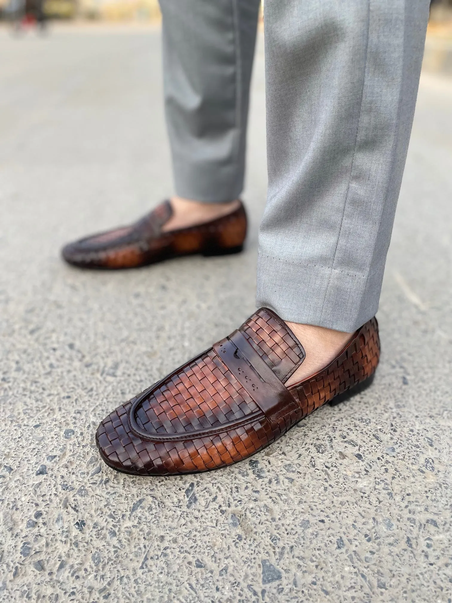 LS Pure Leather Cocoa KnitLux Formal Shoes LS-401