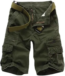 Men's Lightweight Multi Pocket Casual Outdoor Twill Cargo Shorts with Zipper Pockets with 8 Pockets No Belt