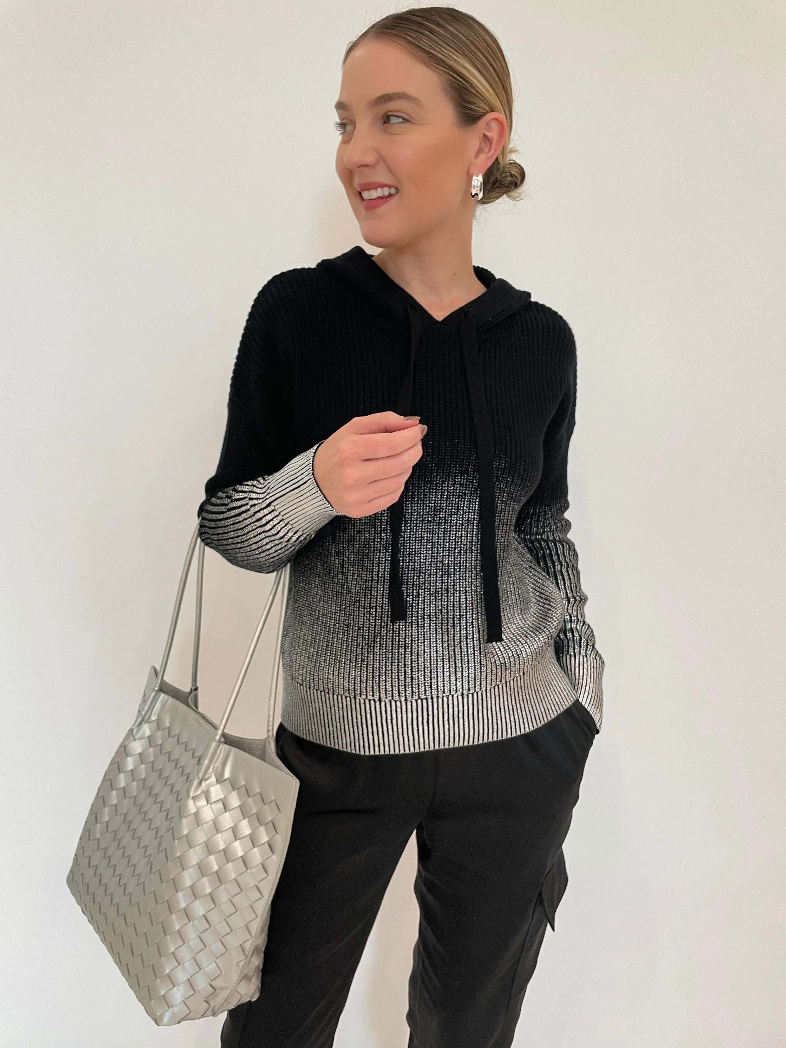 Metallic Ombre Shaker Hoodie - Black