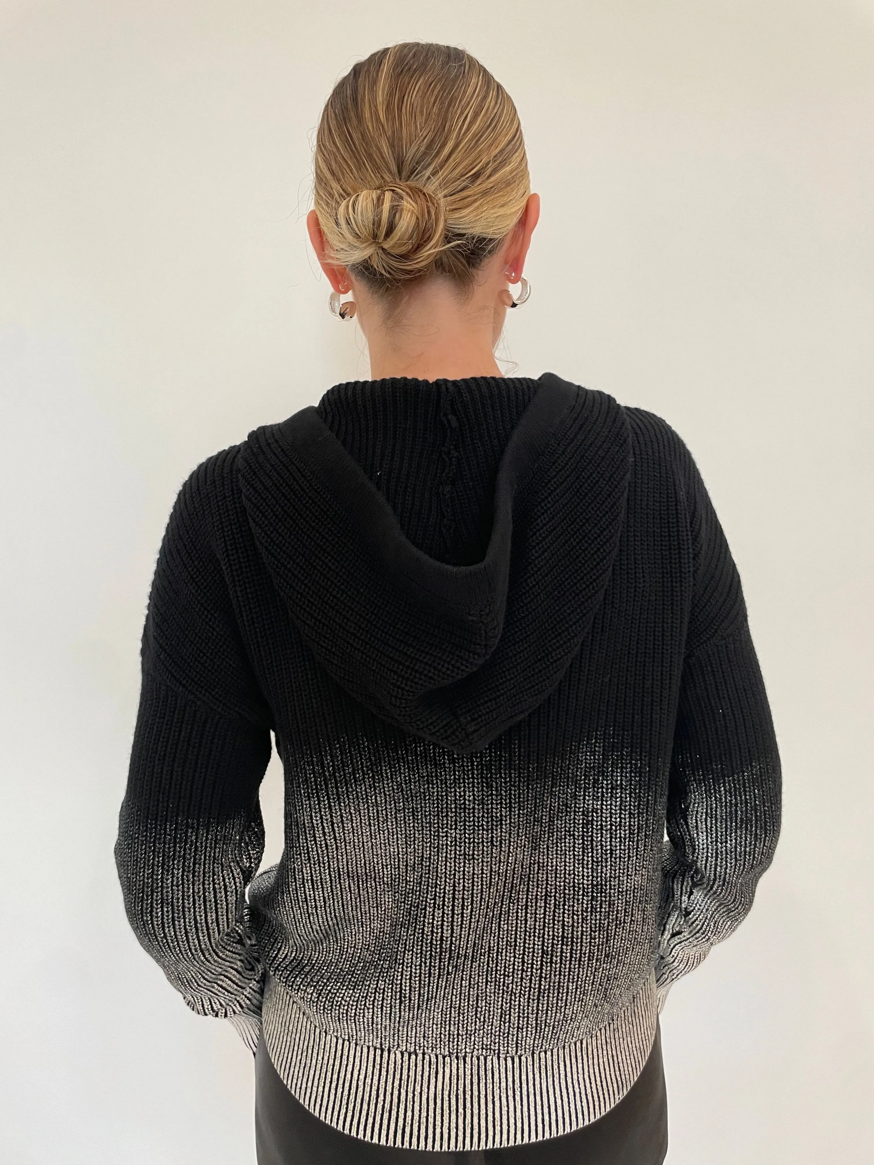 Metallic Ombre Shaker Hoodie - Black