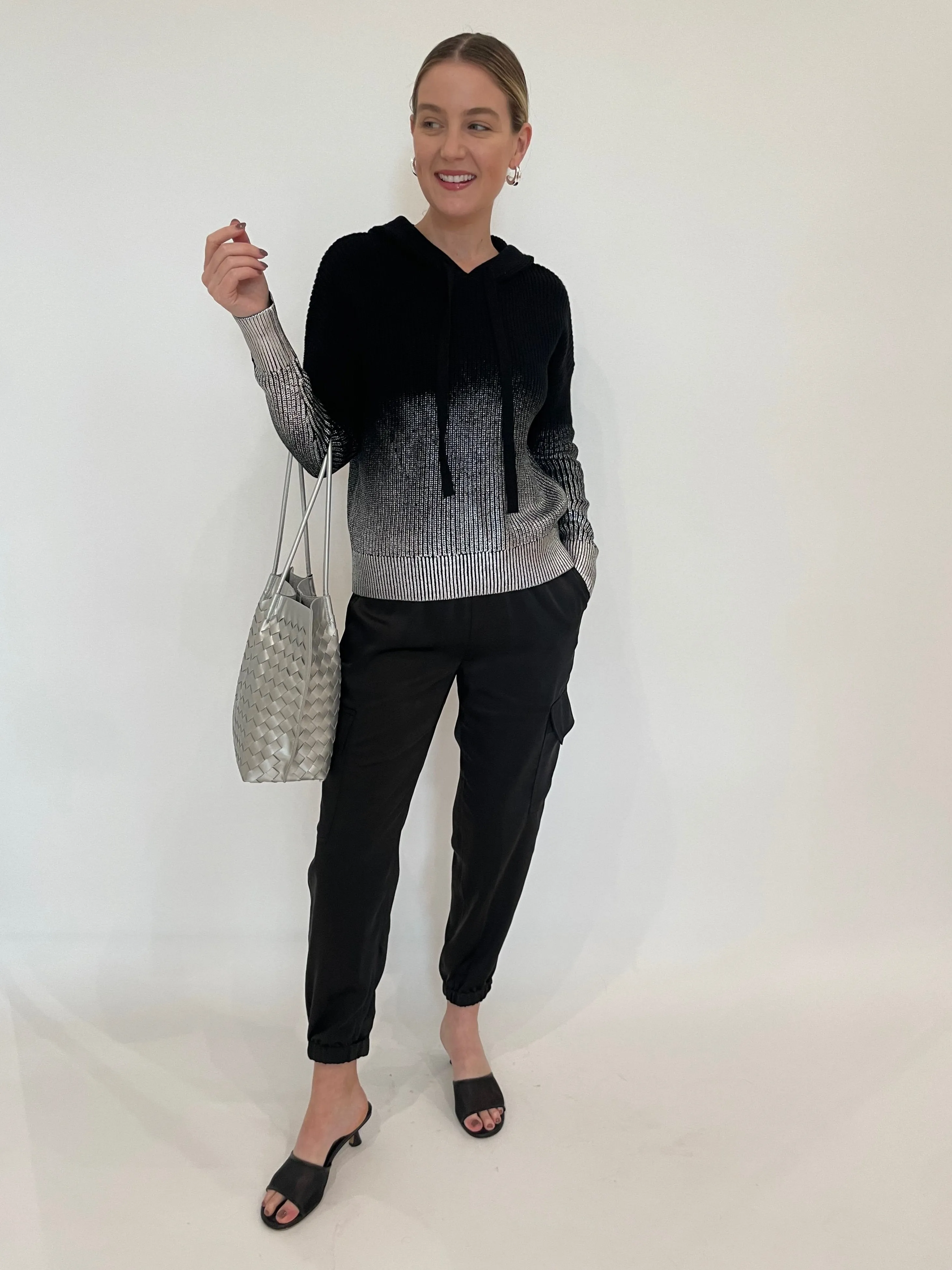 Metallic Ombre Shaker Hoodie - Black