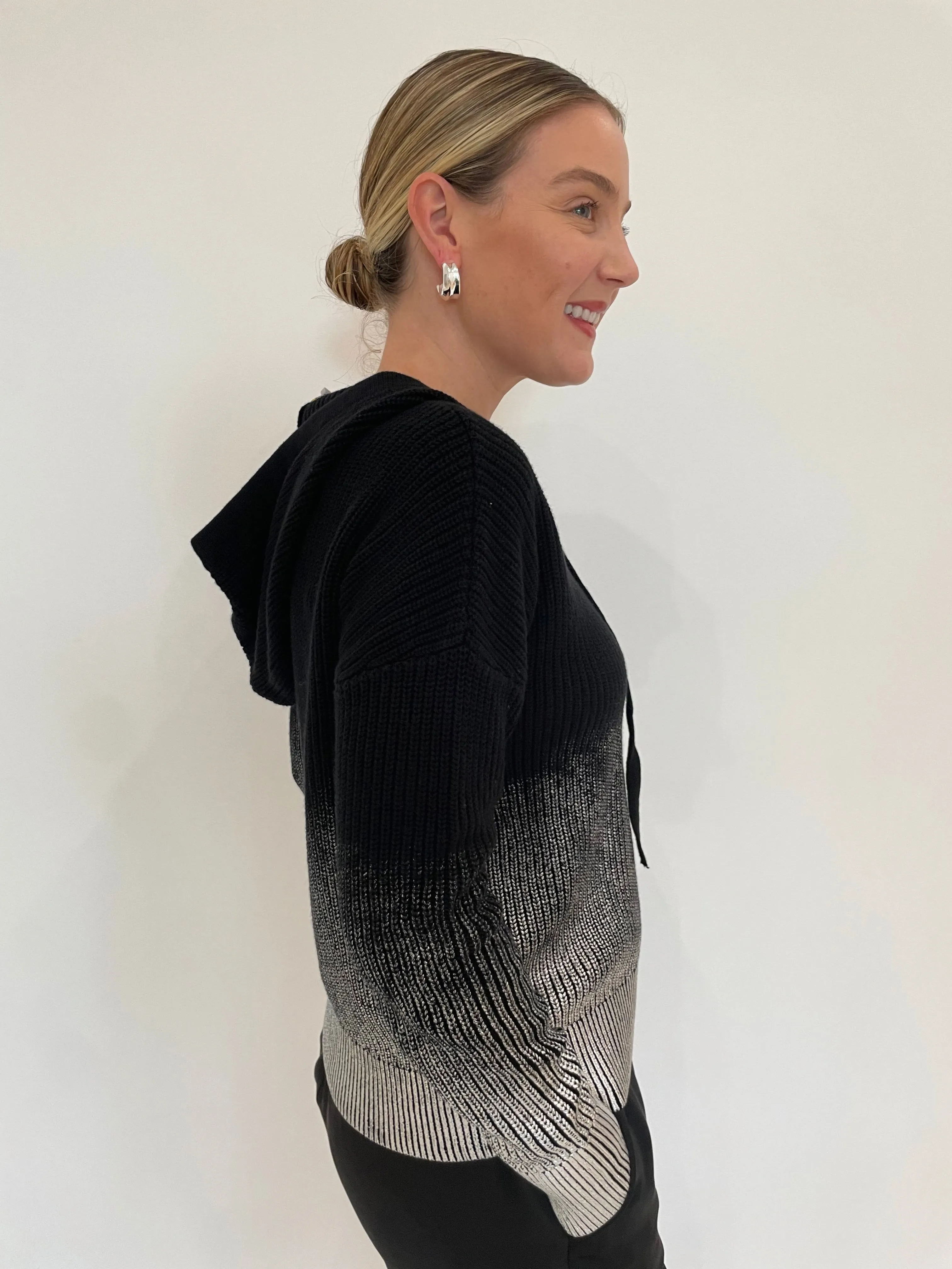 Metallic Ombre Shaker Hoodie - Black