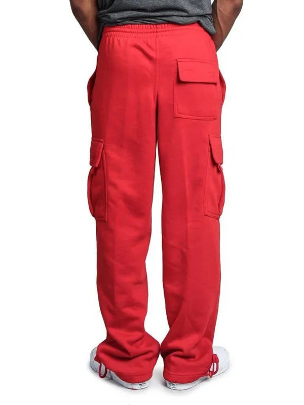 Multi-pocket Loose Fit Cargo Pants - Solid Color Elastic Waist