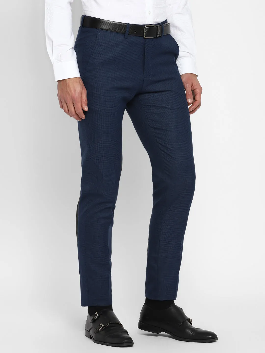Navy Blue Checked Ultra Slim Fit Trouser